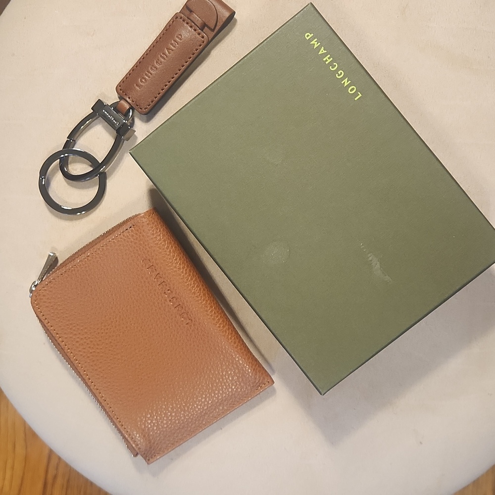 Longchamp Brown Leather Key & Card Holder Set - Picture 4 of 8